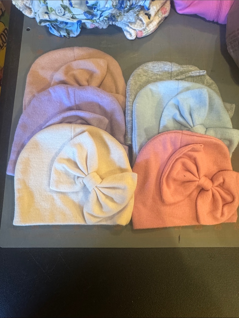 Baby Bow Knit Beanie - Pastel Multi-Color set of 6